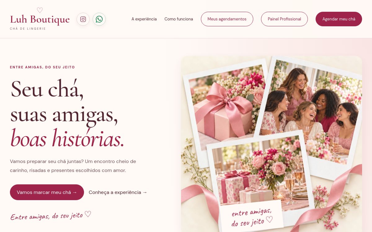 Página inicial do projeto Luh Boutique | Chá de lingerie