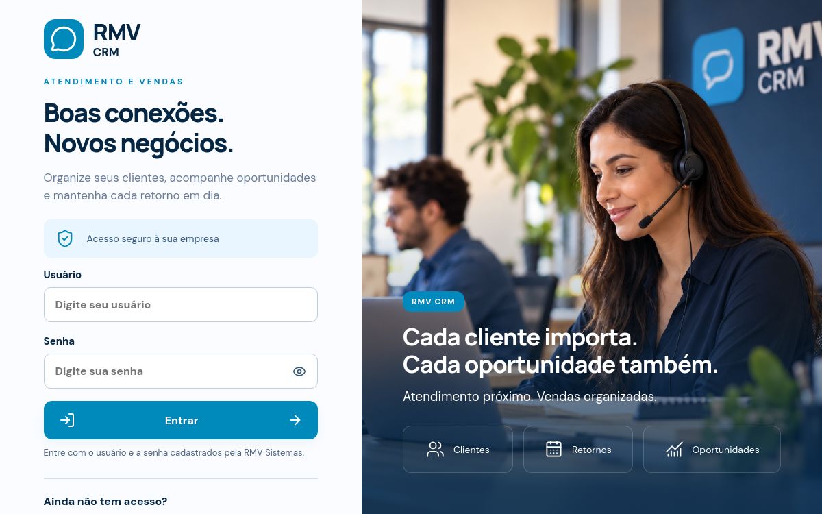 Novo layout publicado do RMV CRM